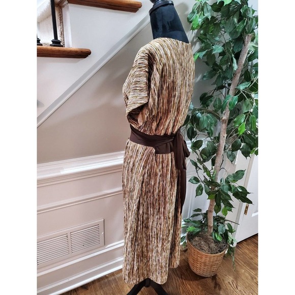 Rabbits Designs Women's Brown Polyester V-Neck Short Sleeve Knee Length Dress 12 - Picture 6 of 11